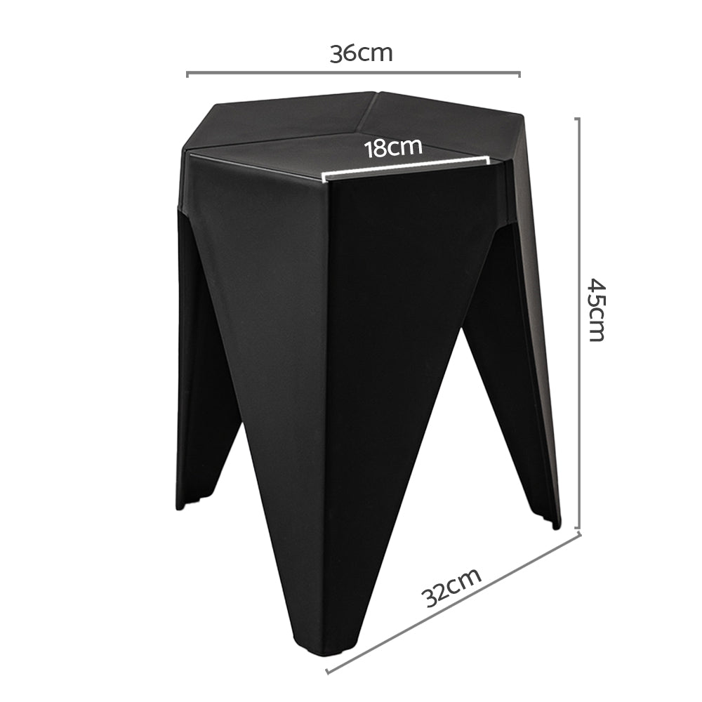 Set of 2 Puzzle Stool Plastic Stacking Bar Stools Dining Chairs Kitchen Black