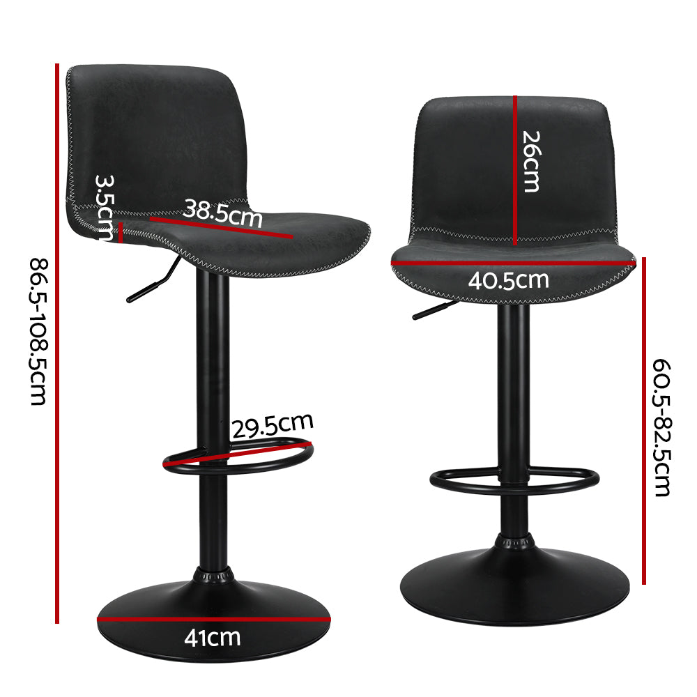 Set of 2 Koby Gas Lift Bar Stools - Black