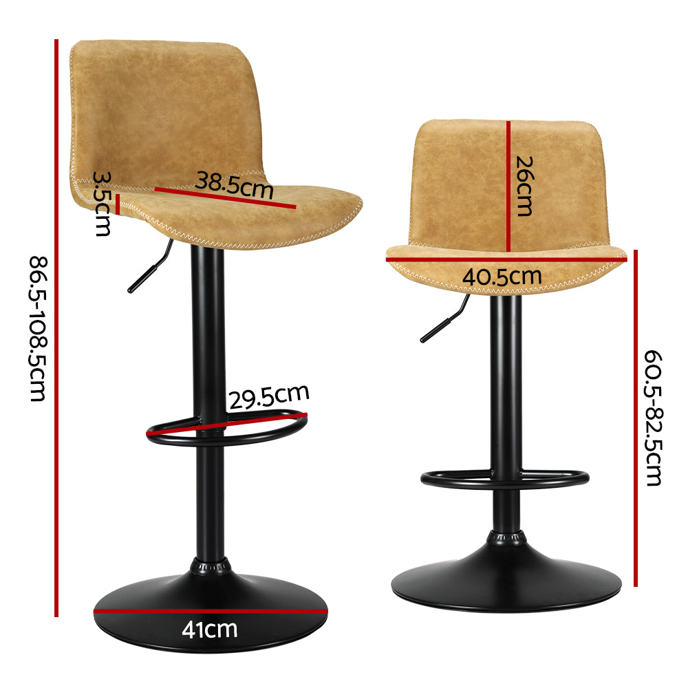Set of 2 Koby Gas Lift Bar Stools - Brown
