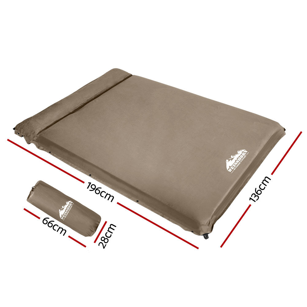 Double Size Self Inflating Mattress Mat 10CM Thick Coffee