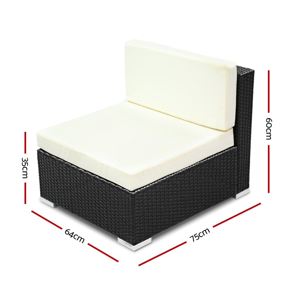 2 Piece Wicker Outdoor Lounge Extender - Beige