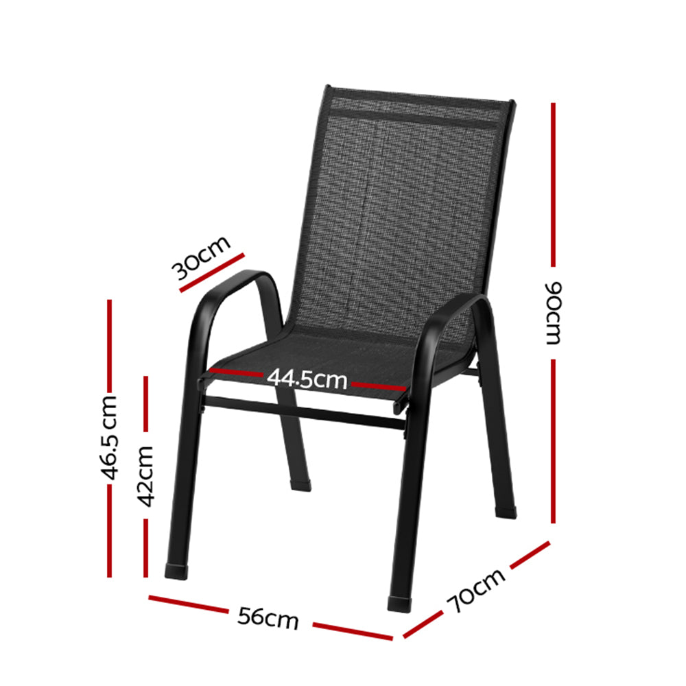 2X Outdoor Stackable Chairs Lounge Chair Bistro Set Patio Furniture