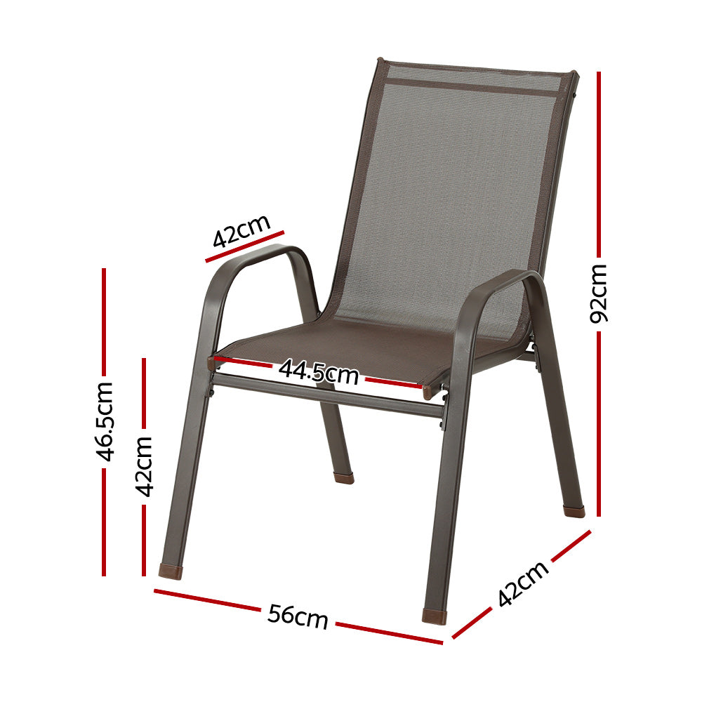 Set of 6 Outdoor Stackable Chairs Brown