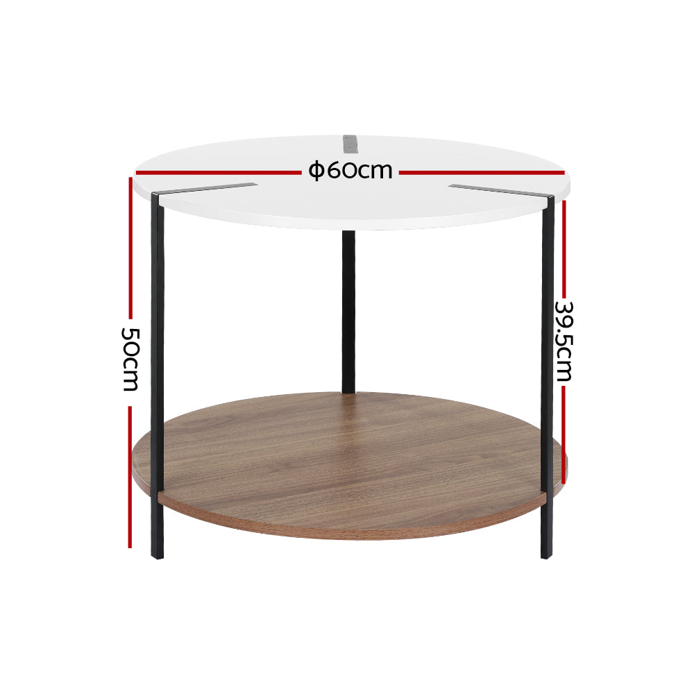 Cedric Round Coffee Table Side Table Round White