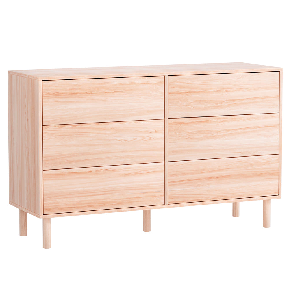 6 Drawer Lowboy Storage Dresser Pine
