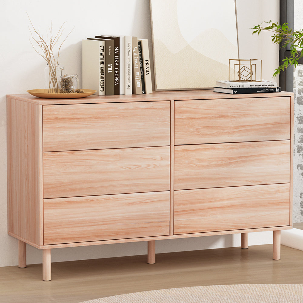 6 Drawer Lowboy Storage Dresser Pine