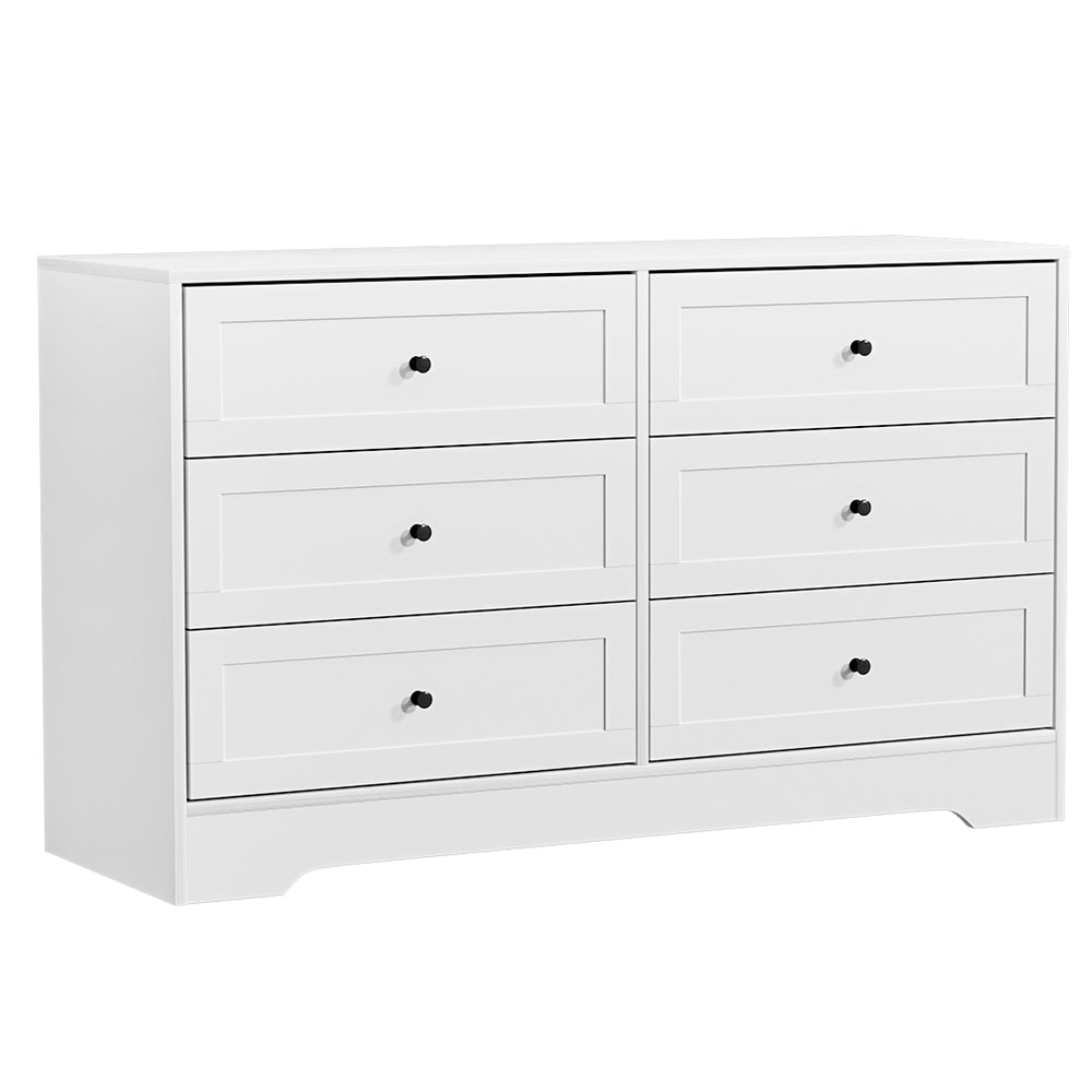 White Lowboy 6 Chest of Drawers Cabinet Dresser Table