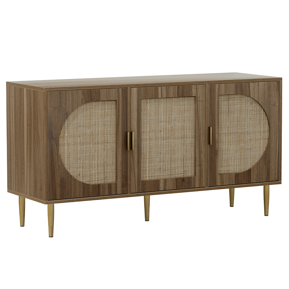 Rattan Buffet Sideboard Storage Cupboard 120CM Dark Oak