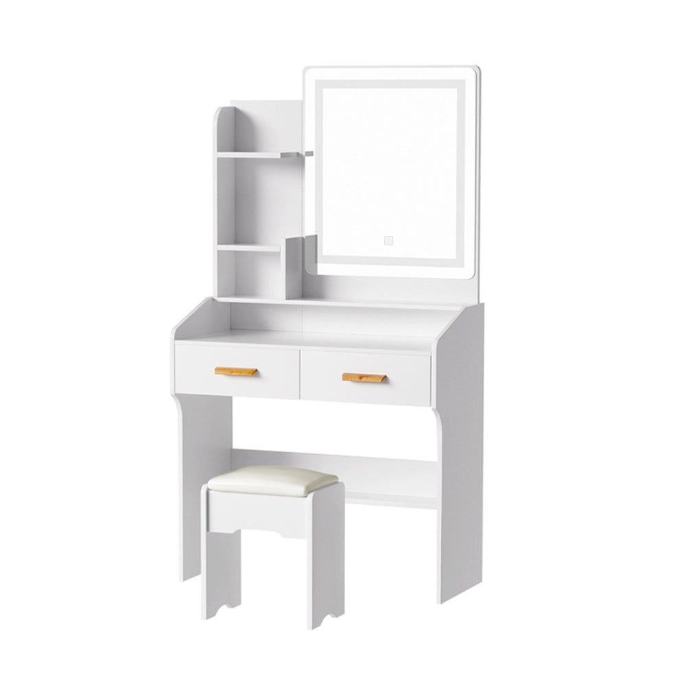 Doris LED Dressing Table Makeup Mirror with Stool Set White