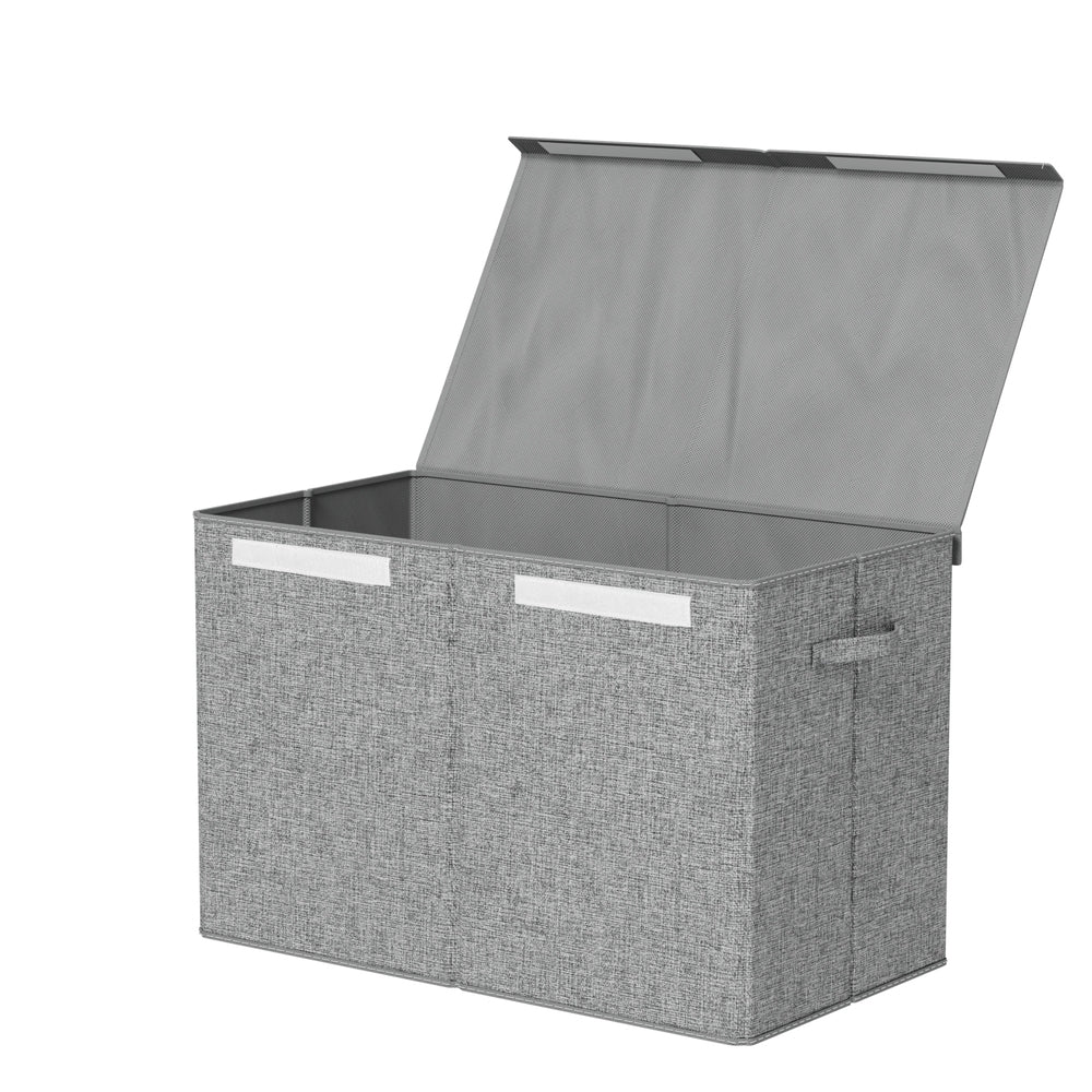 Large Toy Box Chest Storage with Flip-Top Lid Foldable Organiser Bins Grey
