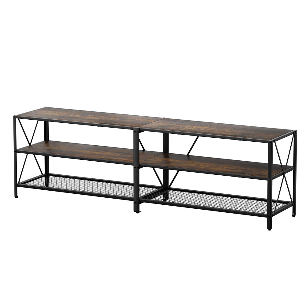 Rustic 3 Tier Entertainment Unit TV Stand Walnut