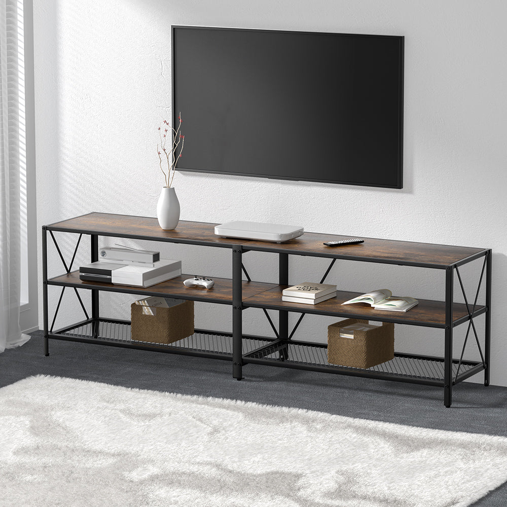 Rustic 3 Tier Entertainment Unit TV Stand Walnut