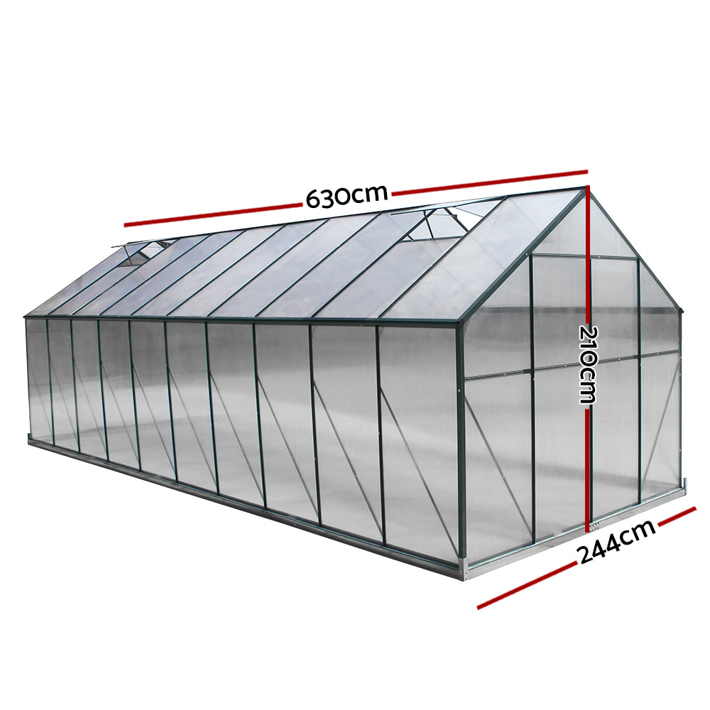 Aluminium Greenhouse Polycarbonate Large Green House Garden 6.3M