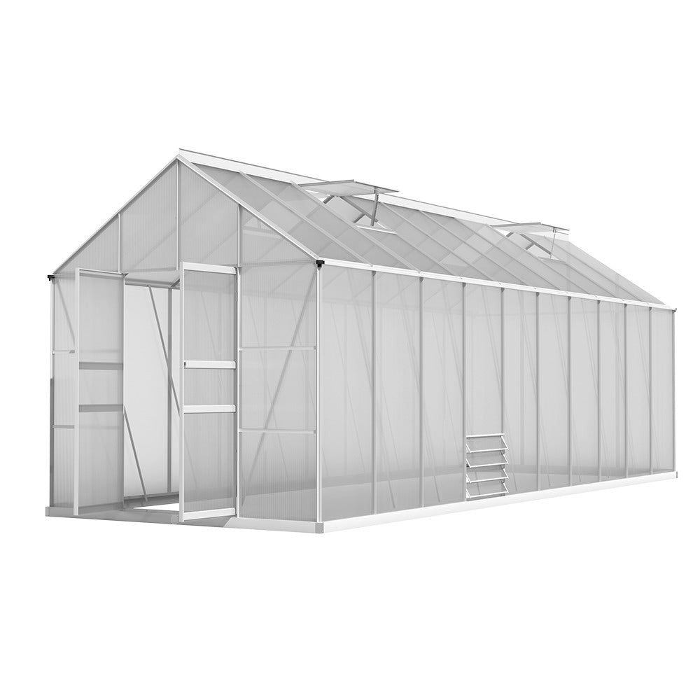 Greenhouse Aluminium Large Green House Garden Shed 6X2.4M