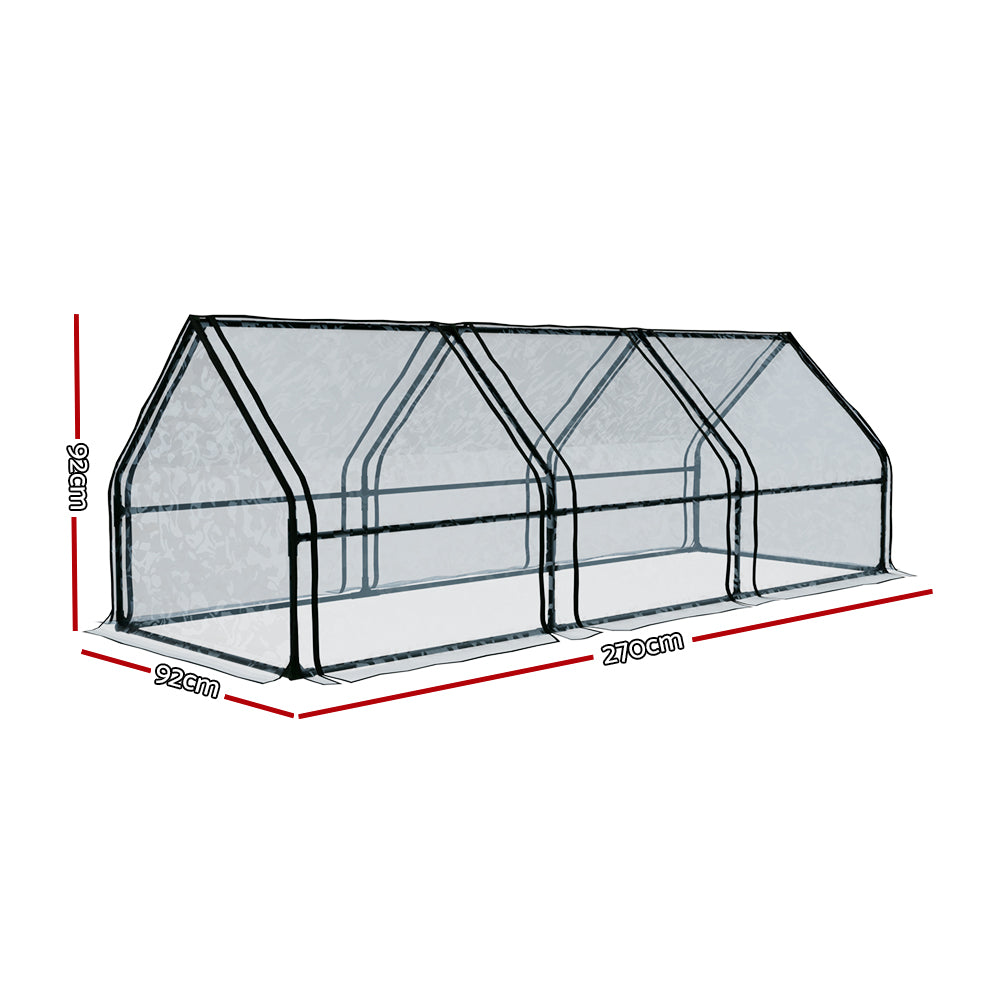 Greenhouse 270x92cm Flower Garden Shed PVC Cover Frame Green House