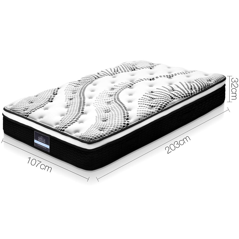 King Single Size | Como Euro Top Pocket Spring Mattress (Medium)