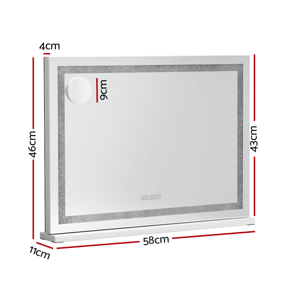 Bluetooth Makeup Mirror 58X46cm Crystal Hollywood with Light LED