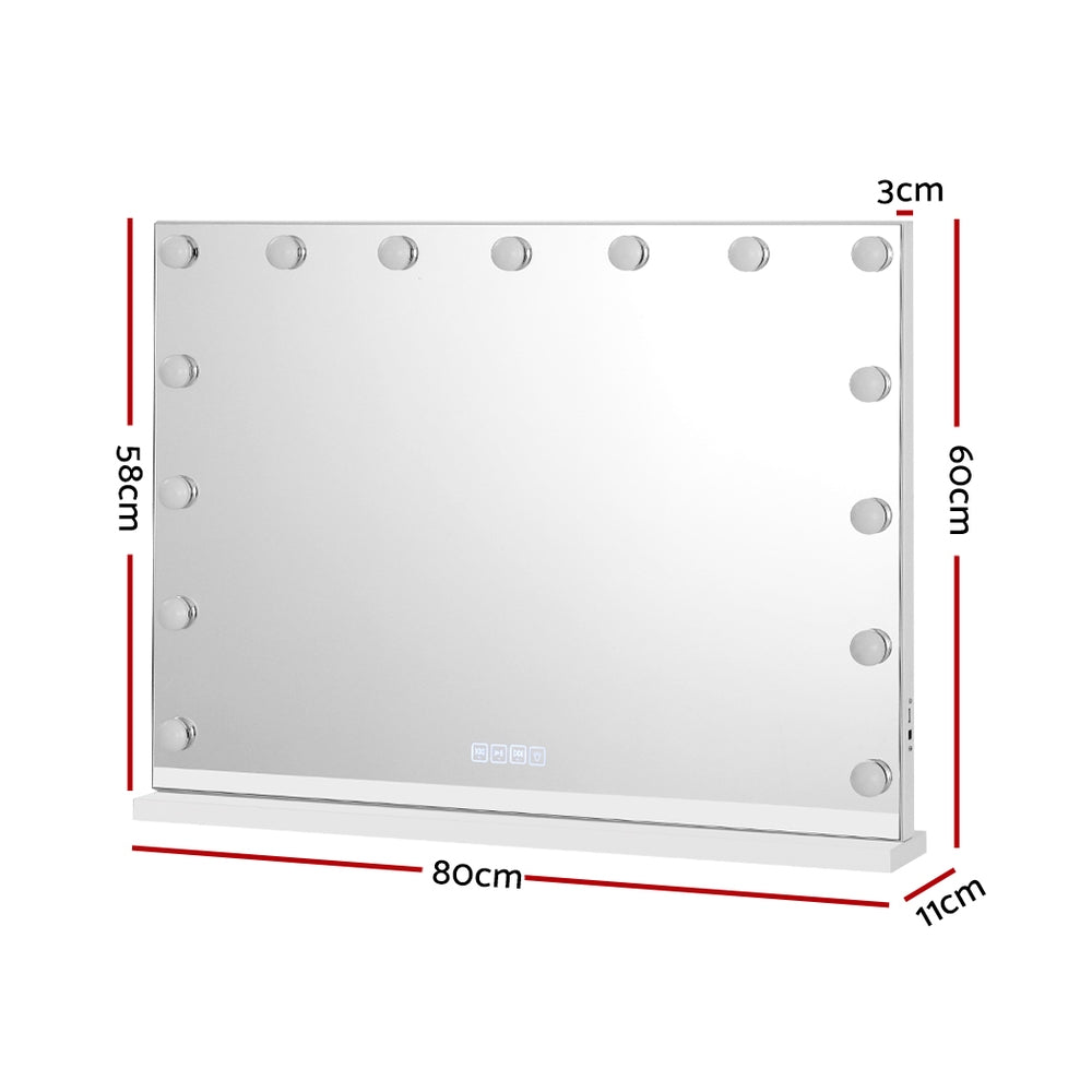 Bluetooth Makeup Mirror 80X58cm Hollywood with Light 18 LED