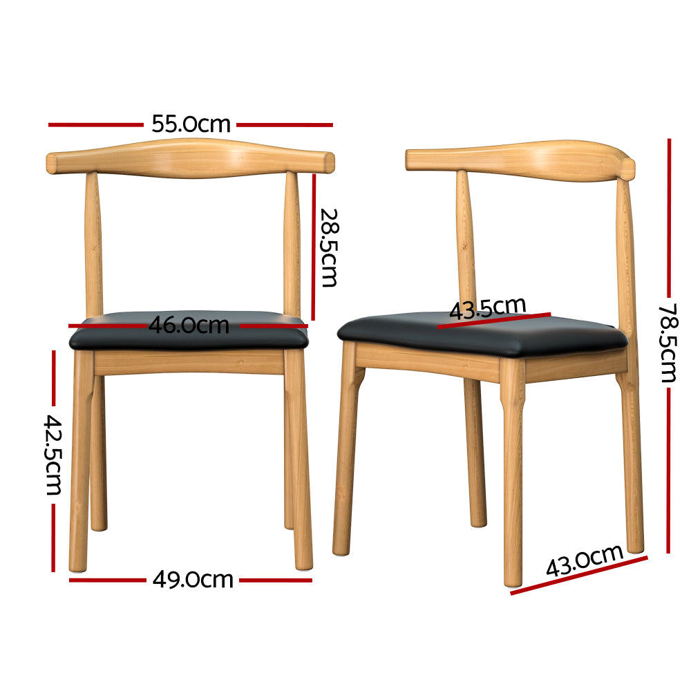 Bert Wishbone Style Dining Chair Pine & Black