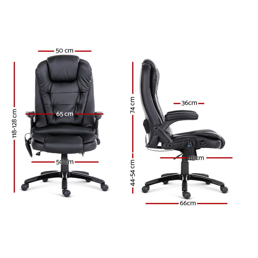 8 Point PU Leather Reclining Massage Chair (Black)