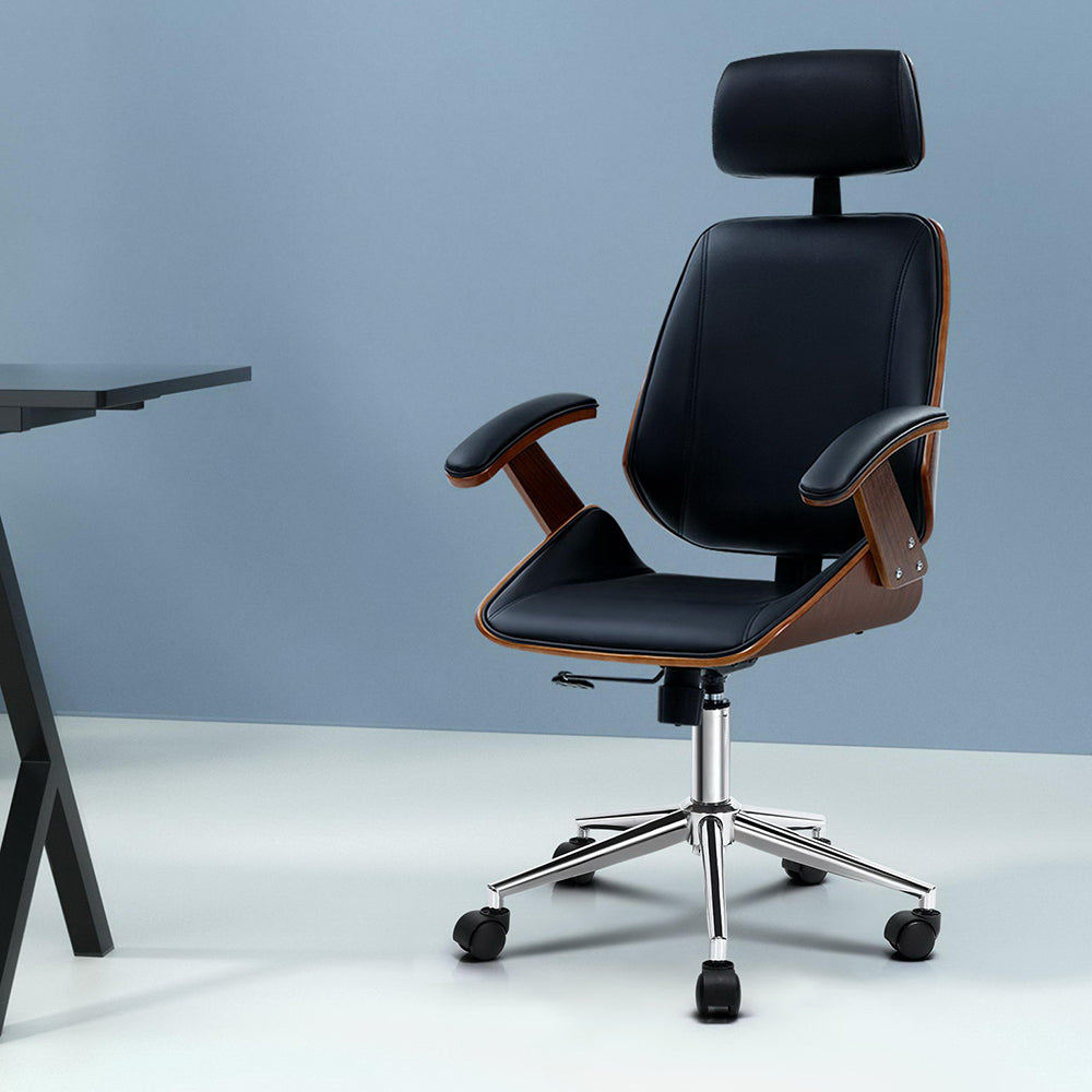 Ashby Wooden High Back Office Chair (Brown & Black)