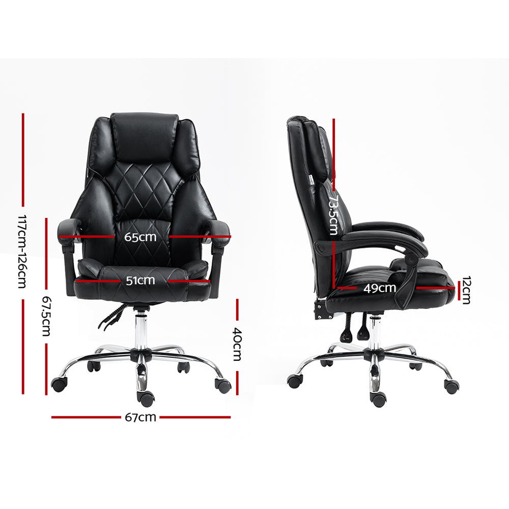 Executive Office Chair Leather Gaming Computer Desk Chairs Recliner Black