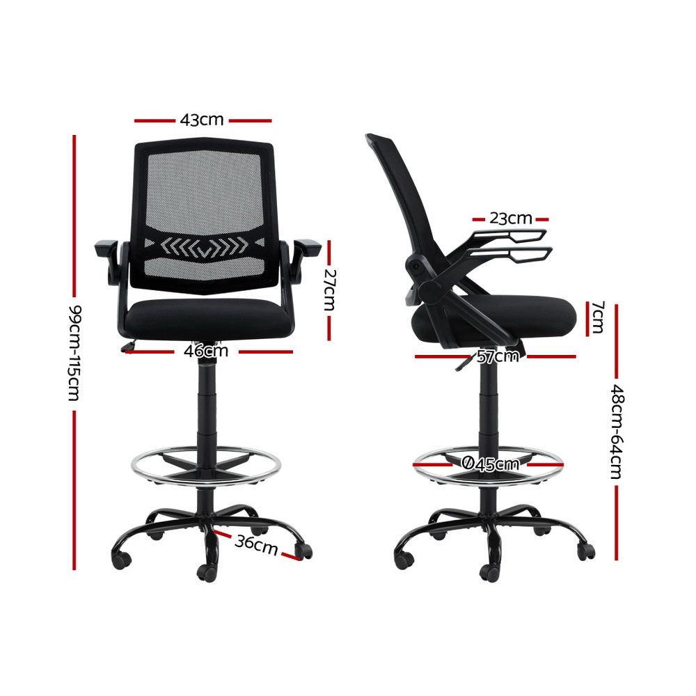 Mid Back Mesh Drafting Chair (Black)