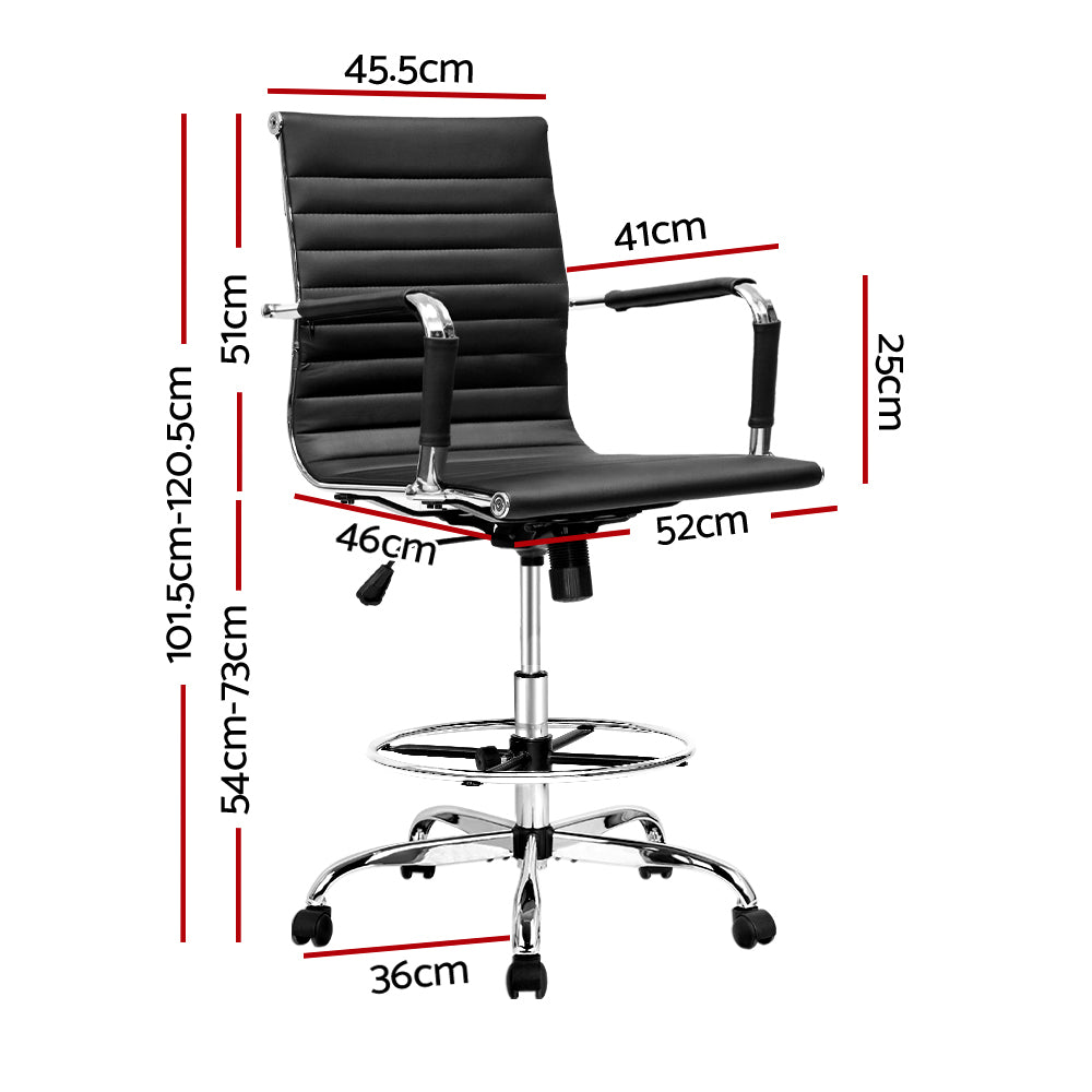 Mid Back Drafting Stool - Black
