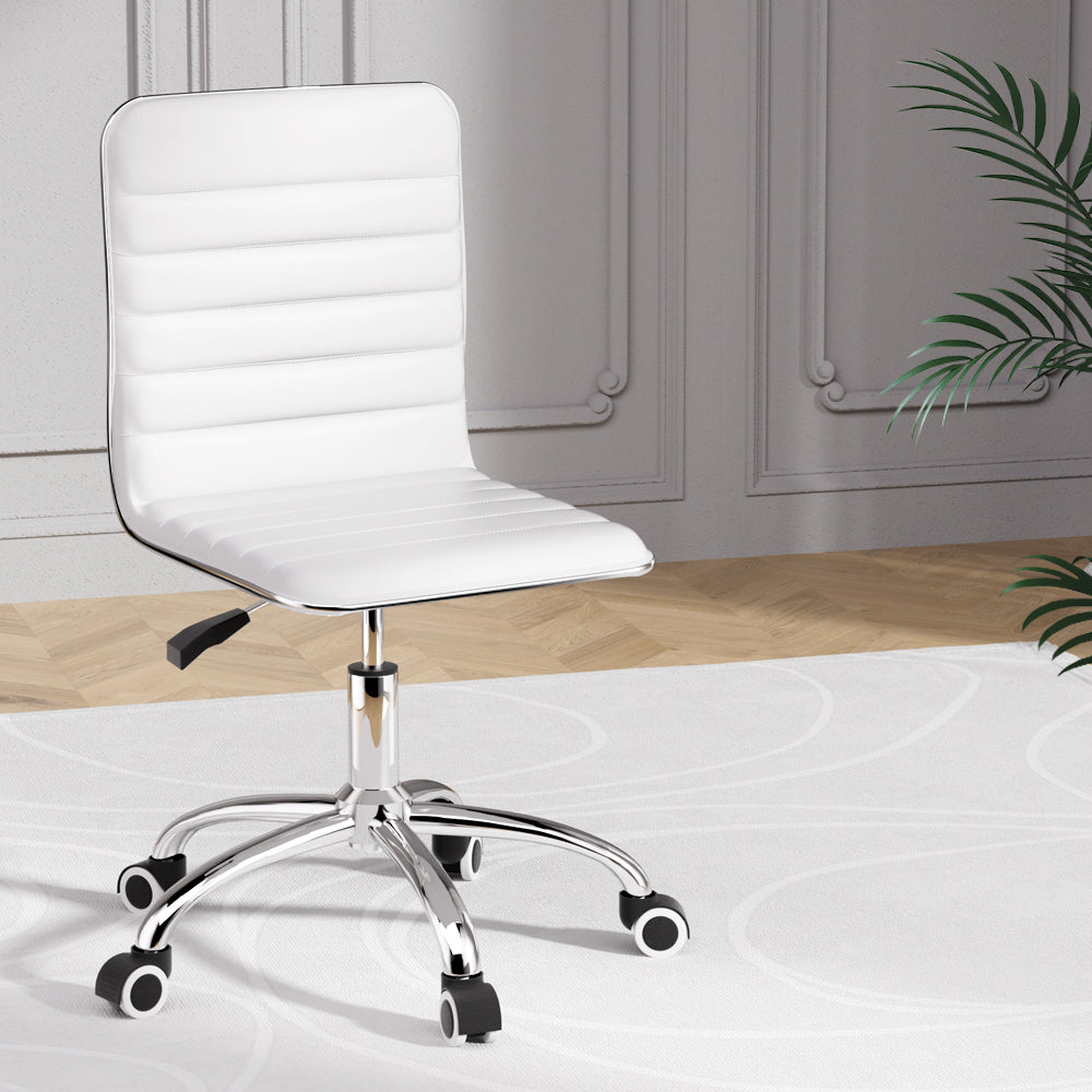Low Back Office PU Leather Computer Chair White