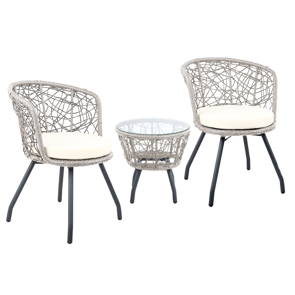 Outdoor Patio Table & Chairs - Grey & Beige
