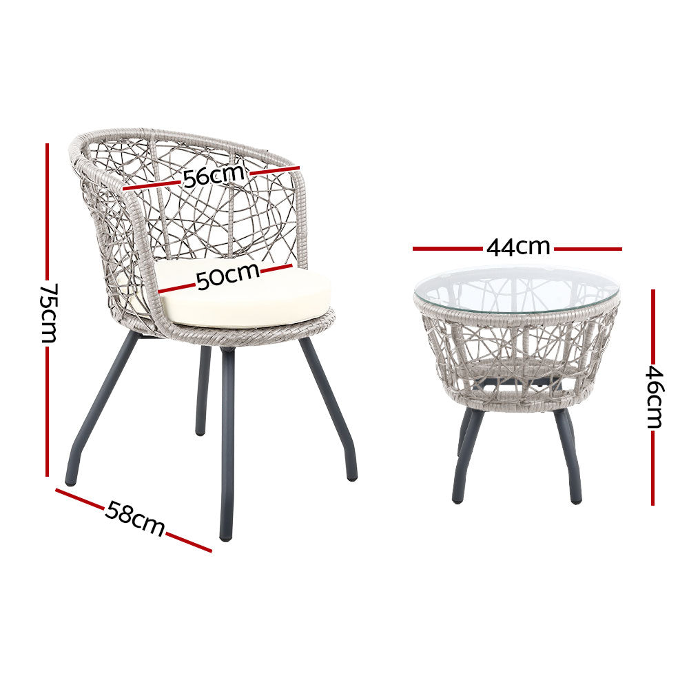 Outdoor Patio Table & Chairs - Grey & Beige