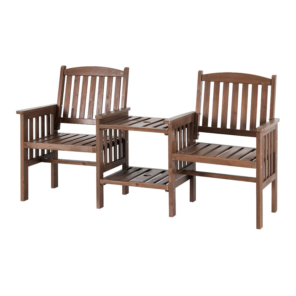 Wooden Garden Bench Loveseat Brown