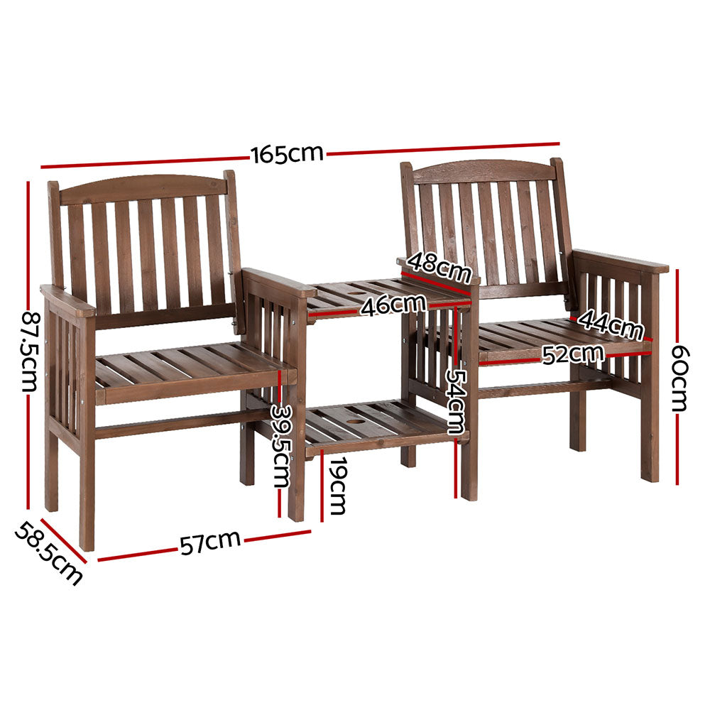 Wooden Garden Bench Loveseat Brown