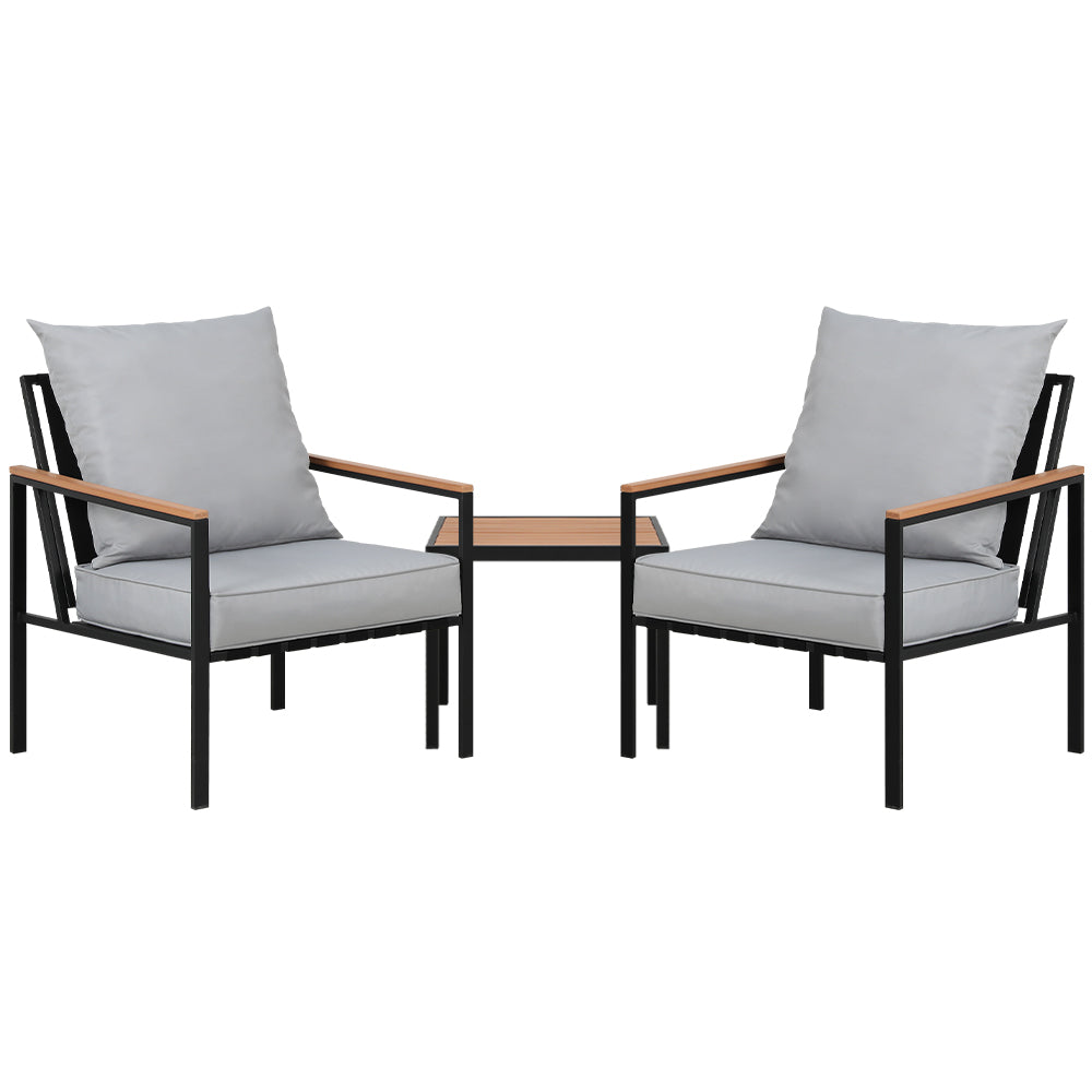 3 Piece Bistro Setting Black & Grey