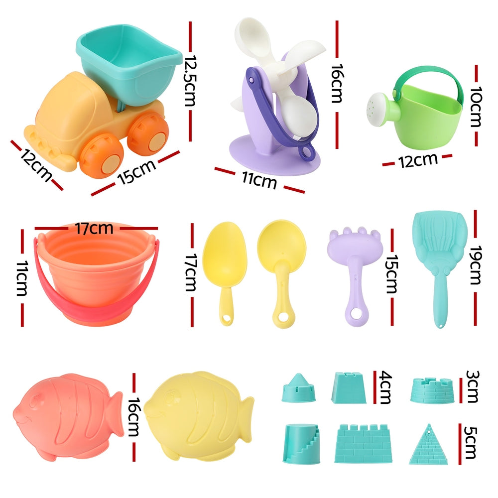 Kids Sand and Water Table Tool Kit with Sand Truck, Windmill, Bucket, and Shovel - Multicolour