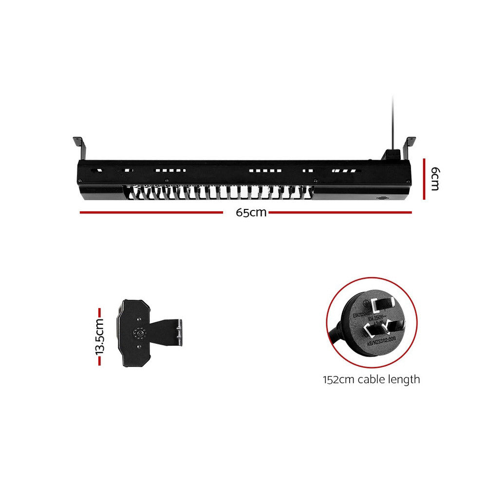 2000W Infrared Electric Strip Heater with Remote Control - Black