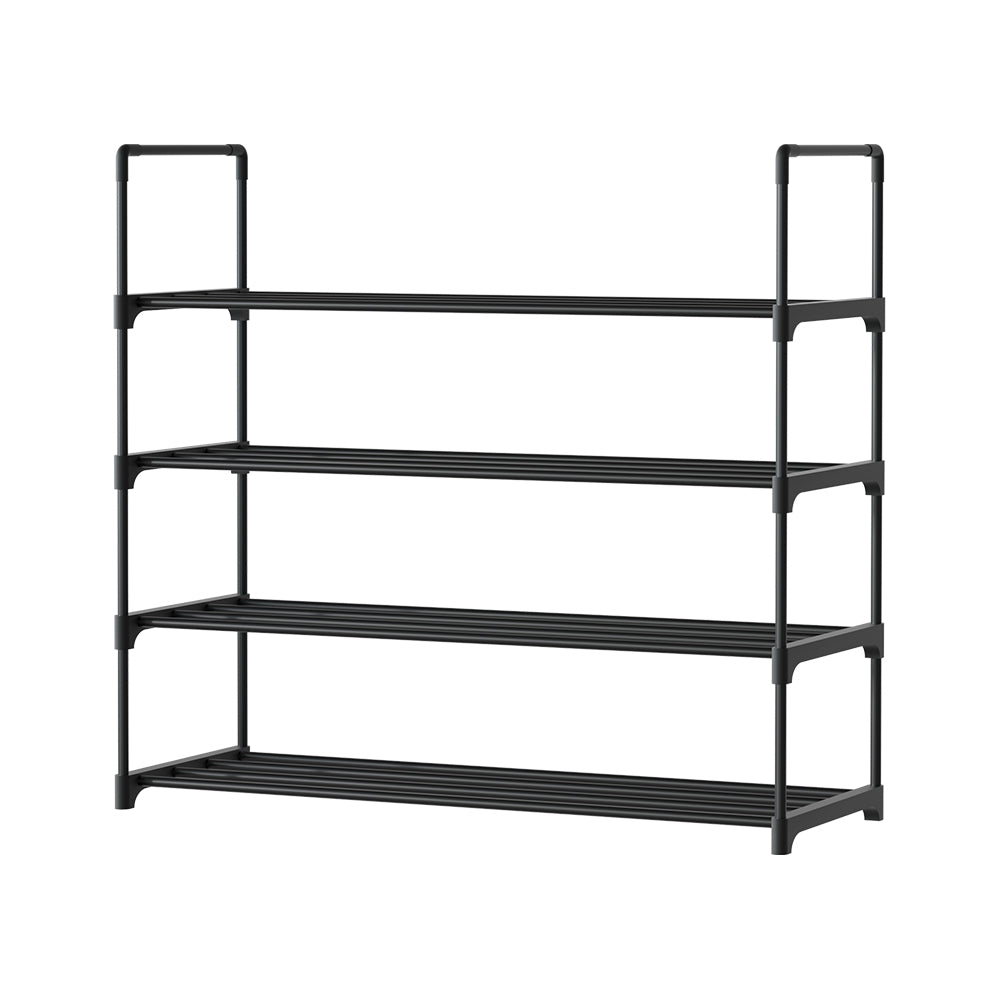 4 Tier Stackable Shoe Rack 80cm Black