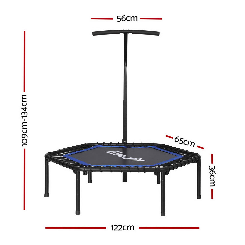 48inch Hexagon Trampoline Kids Exercise Fitness Adjustable Handrail Blue