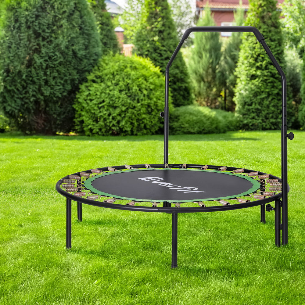 48inch Round Trampoline Kids Exercise Fitness Adjustable Handrail Green