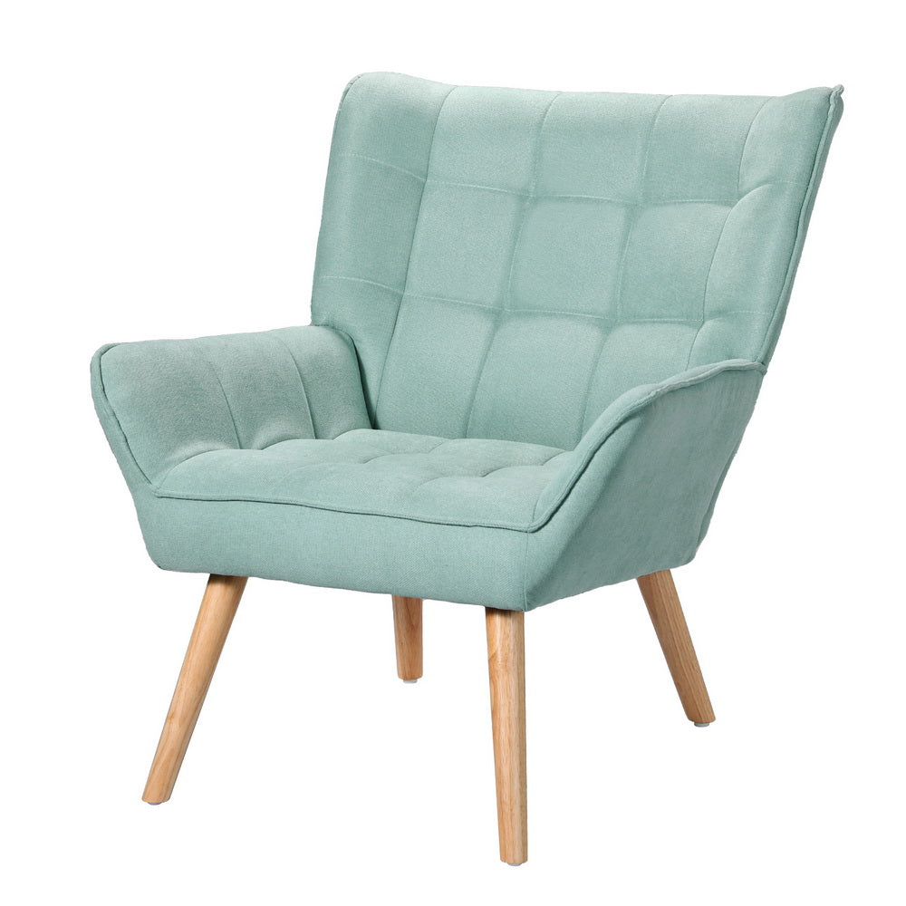 Modern Scandinavian Style Armchair Blue Linen
