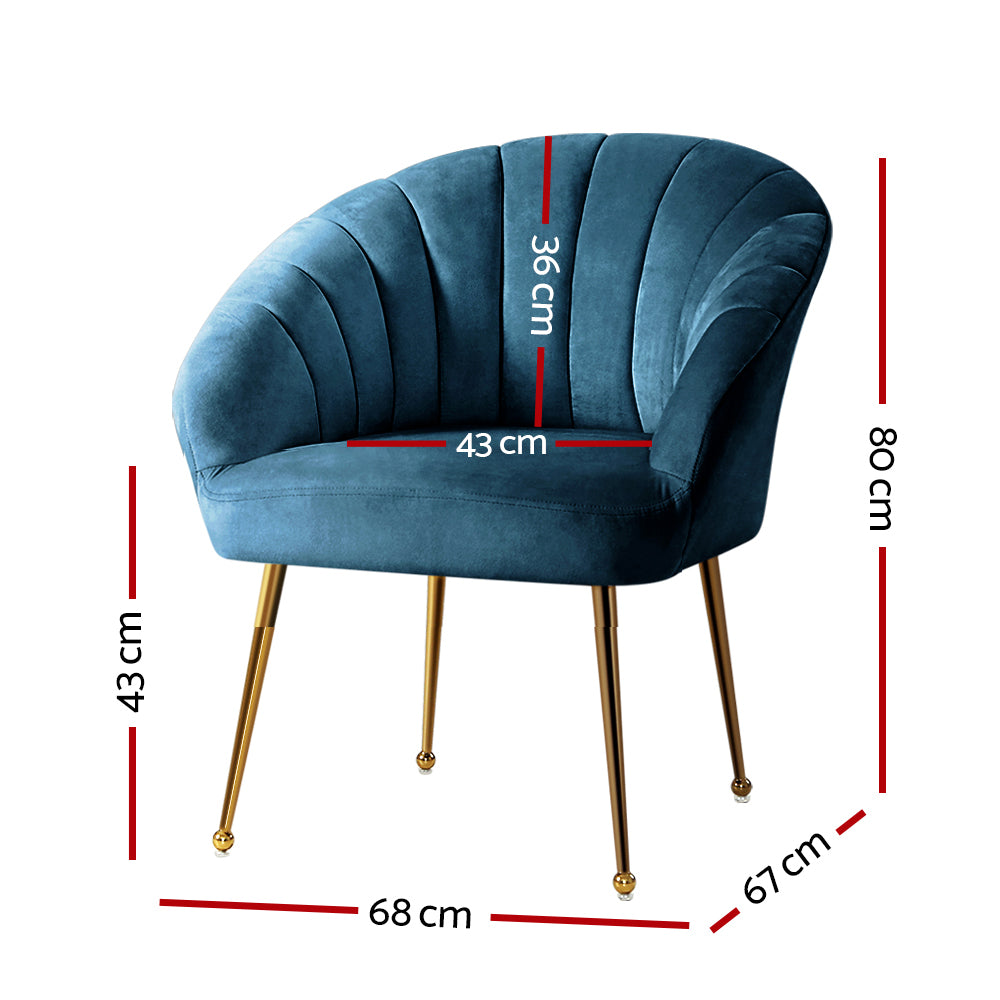Accent Velvet Armchair Lounge Chair Navy