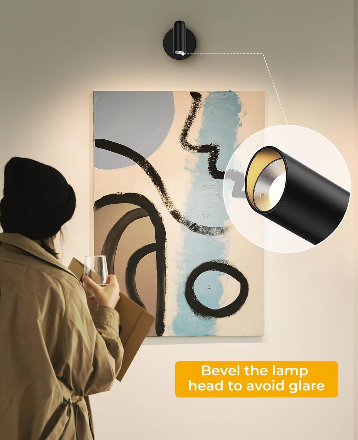 Battery Operated Dimmable Picture Wall Light with Remote Control 2PCS - Metallic