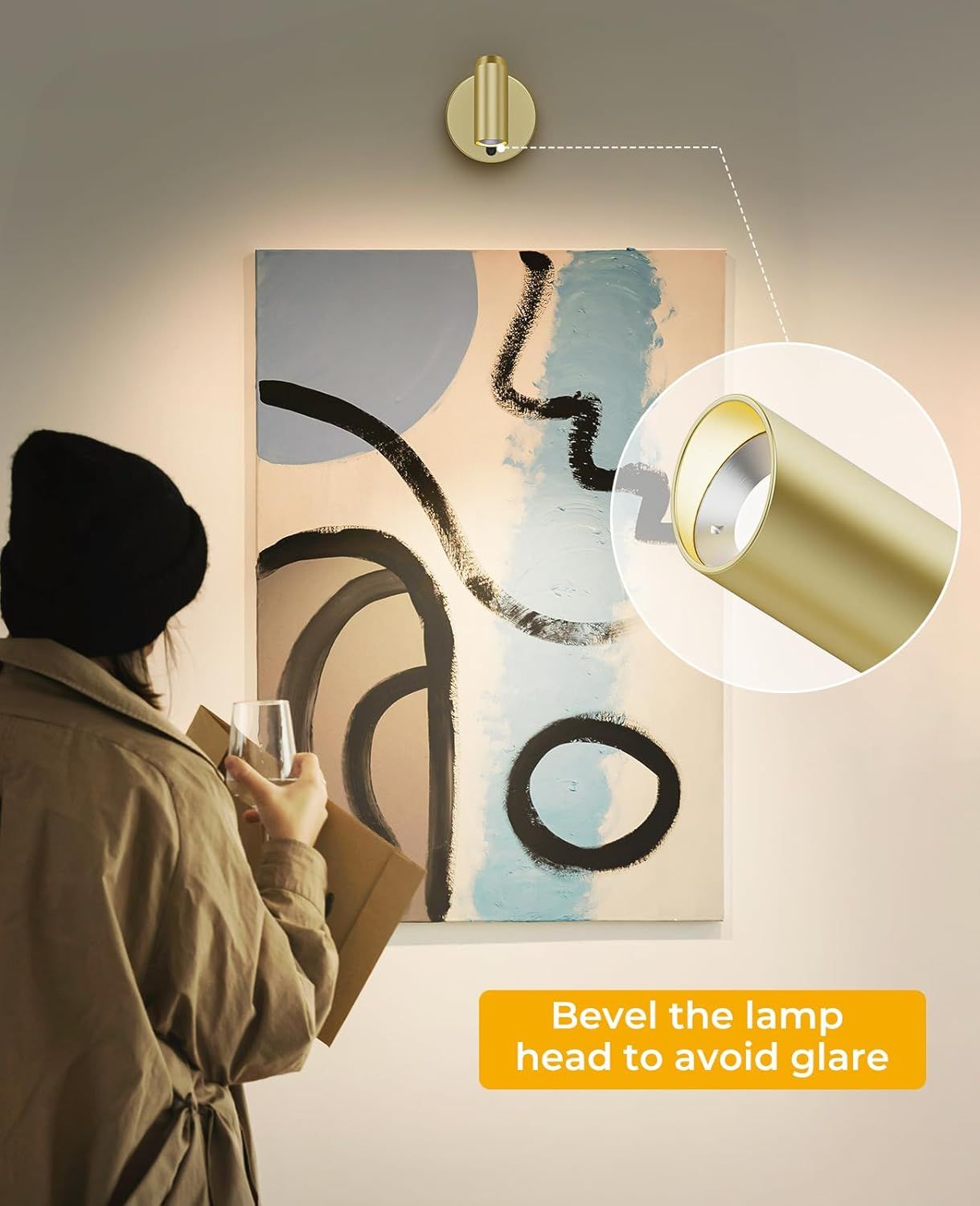 Battery Operated Dimmable Picture Light for Wall with Remote Control - Metallic