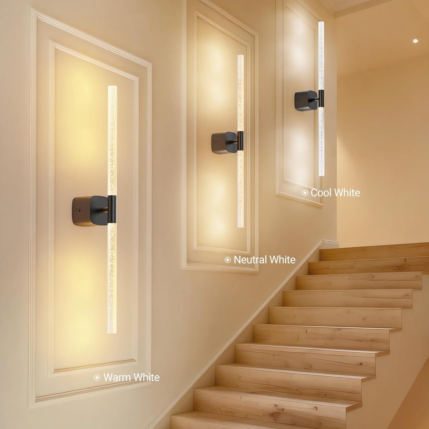 Rechargeable Battery Operated Wall Sconce Set of 2 with Remote and Touch, 23.62 Inch 360Β° Rotatable Wireless Wall Lights for Bedroom Living Room - Black