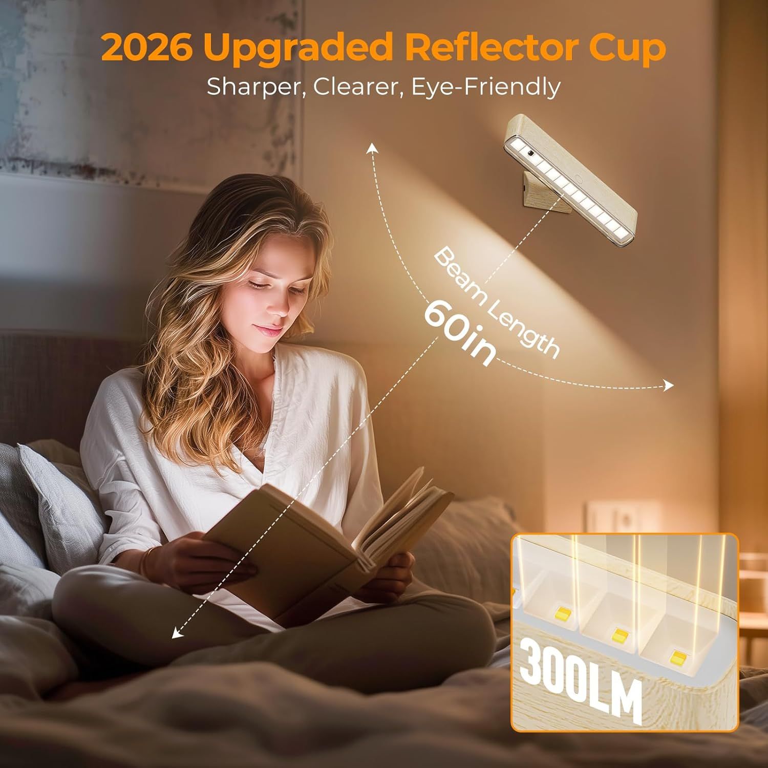 Magnetic Wireless Rechargeable LED Wall Sconce Set of 2 with Remote & Touch Control, 3-Color Temperature, 360Β° Rotatable - Beech