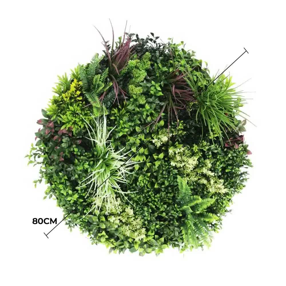 Slimline 80cm Artificial Green Wall Disc Art UV Resistant - Black
