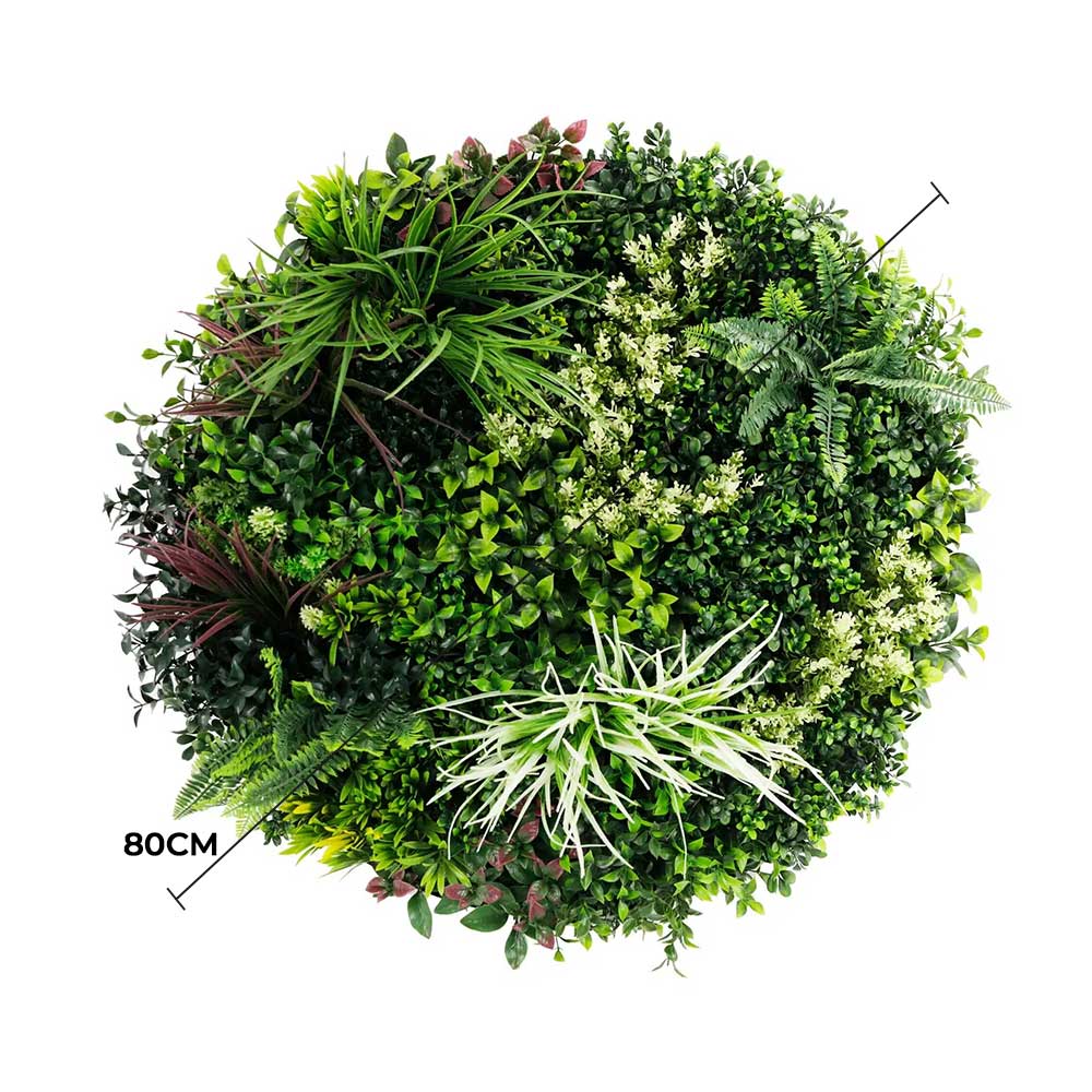 Slimline 80cm Artificial Green Wall Disc UV Resistant - White