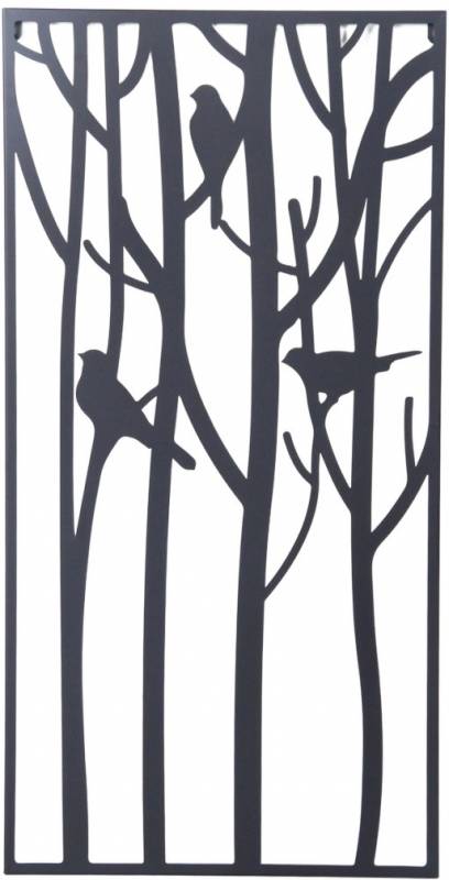 Bird in the Trees Metal Wall Art 40x78cm - Black