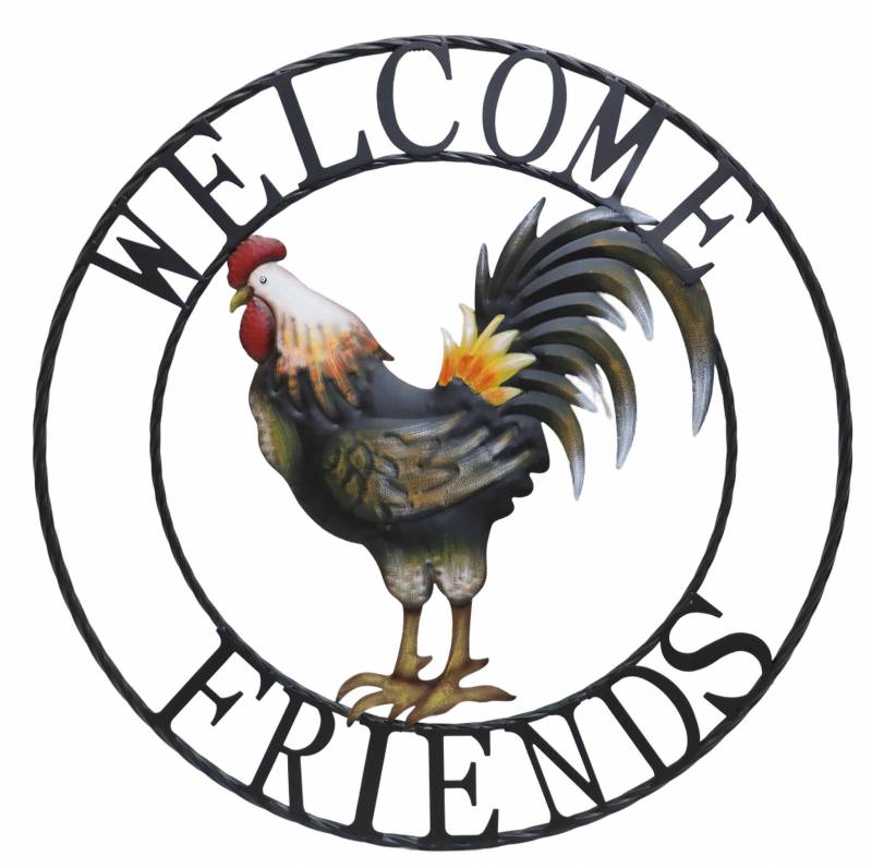Rooster Metal Wall Art 71x71 cm - Multi Colour