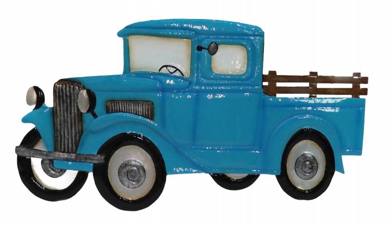 Metal Wall Art Blue Truck 70x40cm - Blue